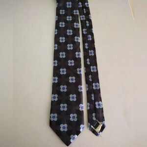 Ted Baker Men's Black- Gray Blue Floral 100% Silk Neck Tie -Career Office Event